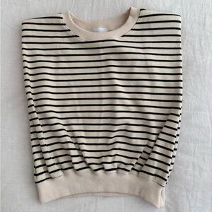 Striped Black and Cream Sleeveless Top